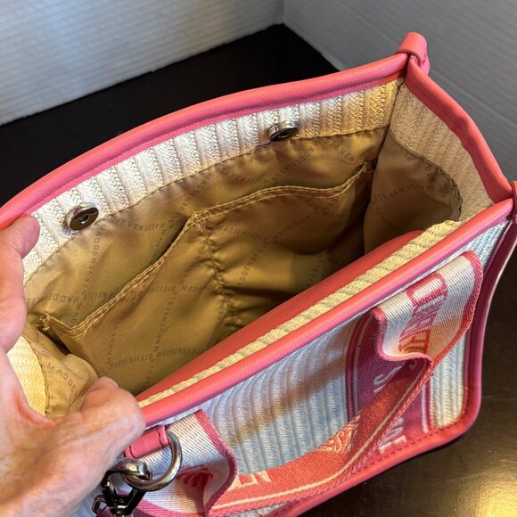 Steven Madden Pink & White Woven Crossbody Bag With Adj Strap & Interior Pockets - Picture 8 of 15